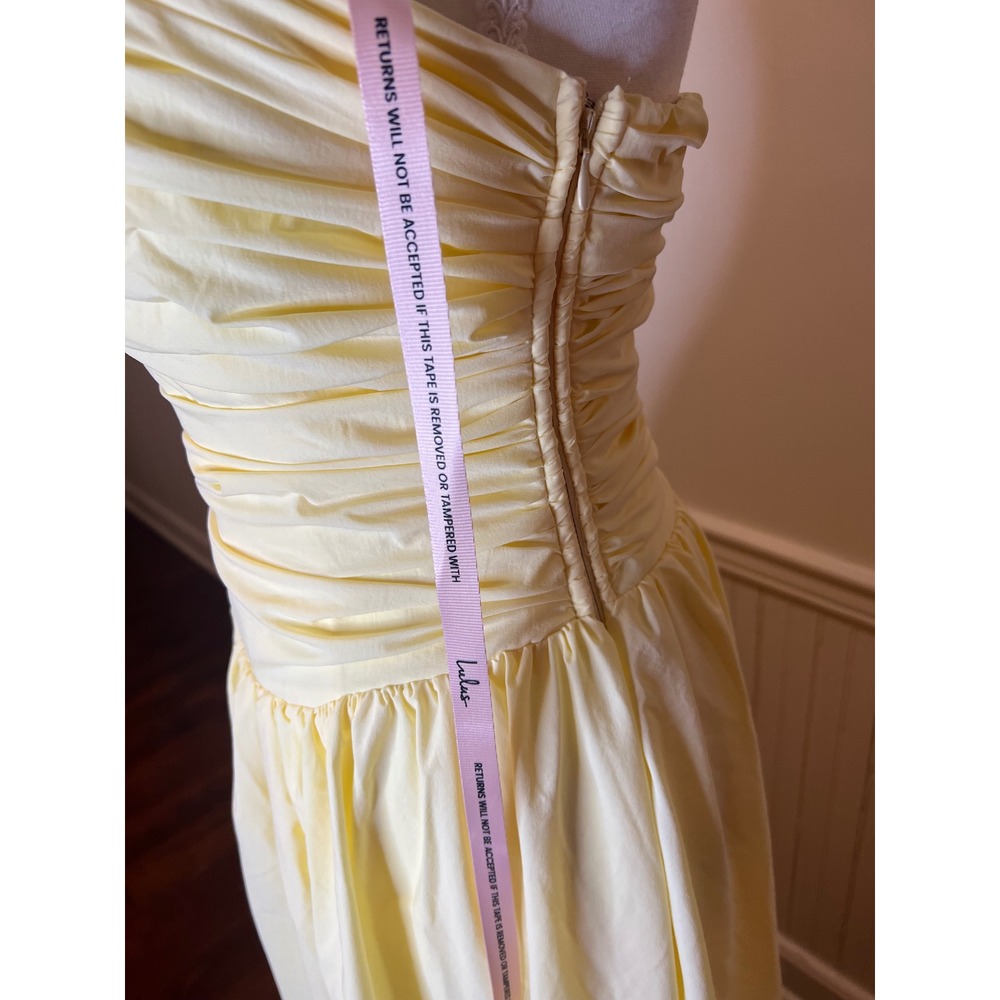 Lulu's Strapless Yellow Maxi Dress with High Slit - Picture 12 of 16